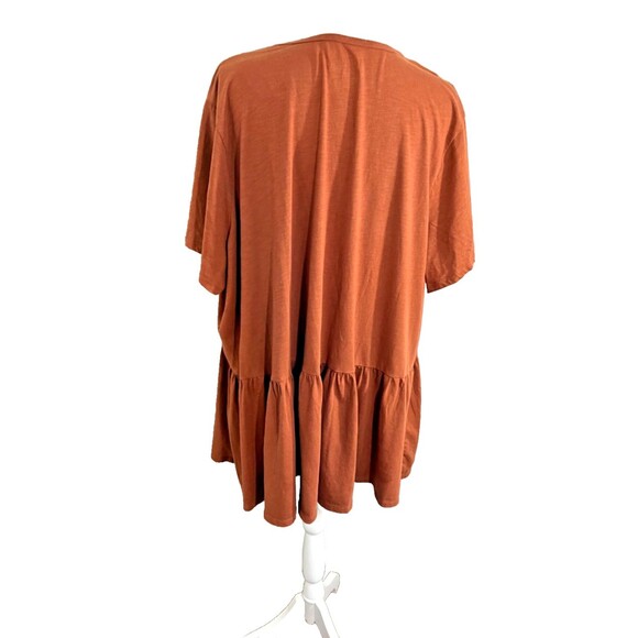 Terra & Sky Brown Rust Button V-Neck Babydoll Top Blouse Sizes 4 XL 28W-30W - Picture 4 of 6